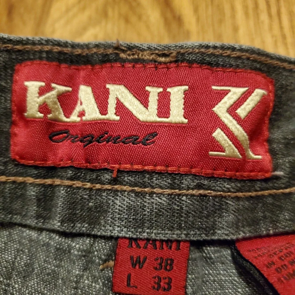 Vintage 90s Karl Kani Jeans Men 38x33 Black Baggy‎ Wide Leg Carpenter Hip Hop